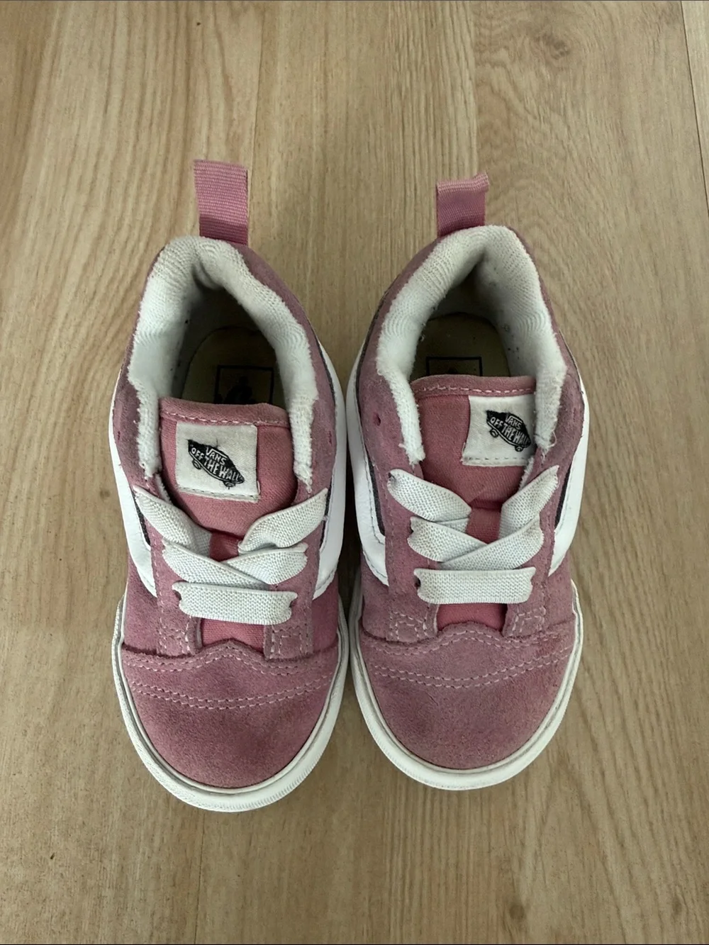 Vans Kids Pink Suede Skate Sneakers with White Stripe